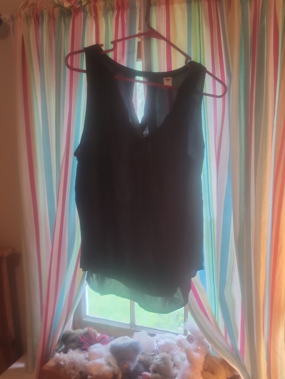 Old Navy Black V-Neck Chiffon Layered Tank Top